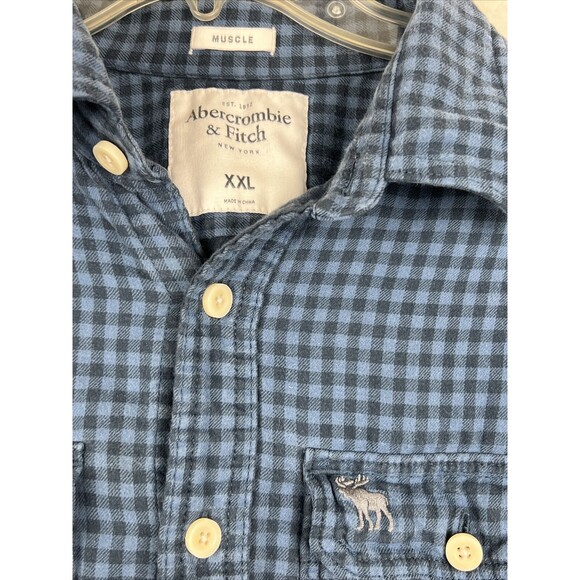 Abercrombie & Fitch Plaid Button Shirt Muscle Fit  Men's Size 2XL EUC Read - Picture 4 of 10